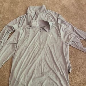 2 Under Armour both size large UA tech light gray half zip